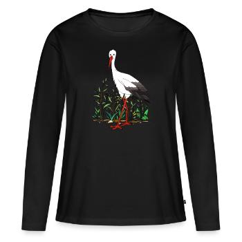 cigogne - T-shirt manches longues Premium bio Femme - noir - Devant - Julia (174cm)