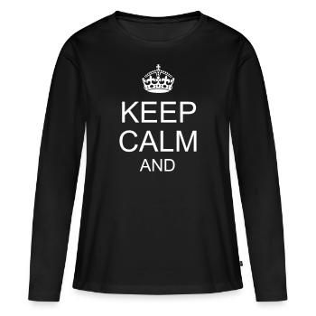 reste calme et ton texte - T-shirt manches longues Premium bio Femme - noir - Devant - Julia (174cm)