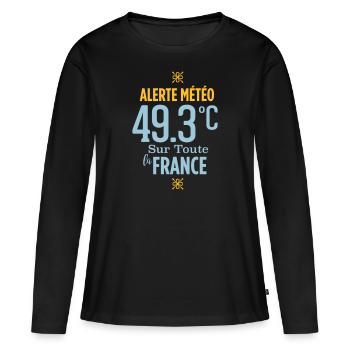 Alerte météo 49.3°C sur toute la France - T-shirt manches longues Premium bio Femme - noir - Devant - Julia (174cm)
