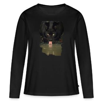 les animaux - T-shirt manches longues Premium bio Femme - noir - Devant - Julia (174cm)