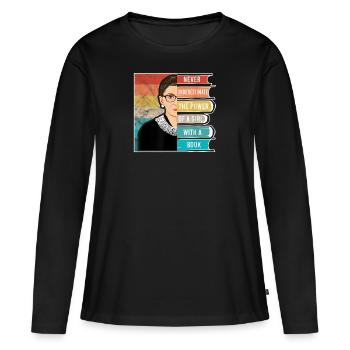 Never Underestimate The Power of A Girl With Book - T-shirt manches longues Premium bio Femme - noir - Devant - Julia (174cm)