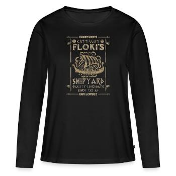 Viking nordique père Odin cadeau Viking Walhalla - T-shirt manches longues Premium bio Femme - noir - Devant - Julia (174cm)