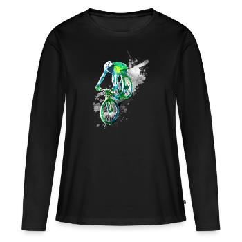 Downhill action - T-shirt manches longues Premium bio Femme - noir - Devant - Julia (174cm)