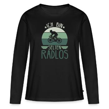 Ich Bin selten Radlos - Frauen Premium Bio Langarmshirt - Schwarz - Vorne - Julia (174cm)