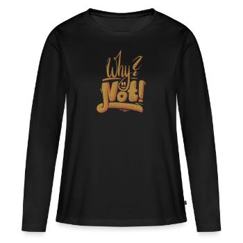 Pourquoi pas le point d’exclamation - T-shirt manches longues Premium bio Femme - noir - Devant - Julia (174cm)
