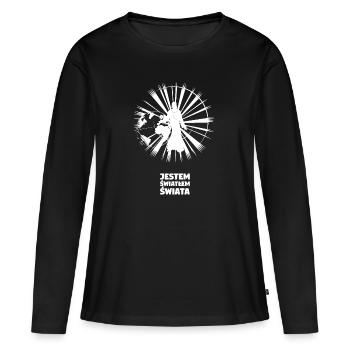 lumière du monde - Polonais - T-shirt manches longues Premium bio Femme - noir - Devant - Julia (174cm)
