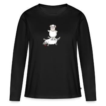 Sieg der Schafe - Frauen Premium Bio Langarmshirt - Schwarz - Vorne - Julia (174cm)