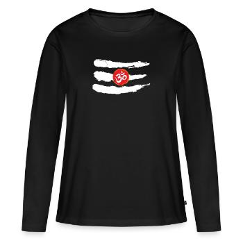 Troisième Oeil Shiva OM Thème blanc - T-shirt manches longues Premium bio Femme - noir - Devant - Julia (174cm)