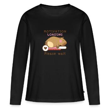 Sleeping capybara: Motivation is loaded - Women's Premium Organic Long Sleeve Shirt - black - Front - Julia (174cm)