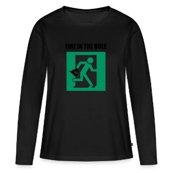 Feu dans le trou - T-shirt manches longues Premium bio Femme - noir - Devant - Julia (174cm)