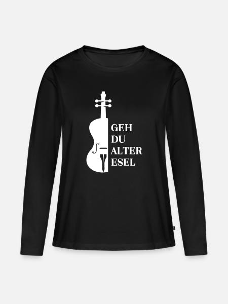 Geiger Geige Geigenspieler Violinist Violine Musik - Frauen Premium Bio Langarmshirt - Schwarz