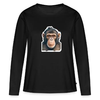 Chimpanzee - Women's Premium Organic Long Sleeve Shirt - black - Front - Julia (174cm)