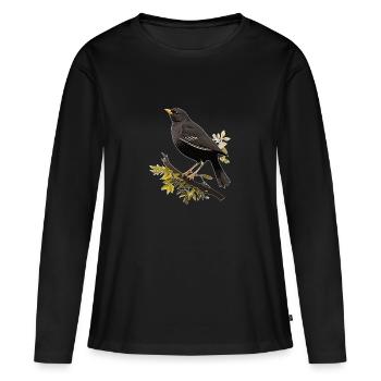 Merle - T-shirt manches longues Premium bio Femme - noir - Devant - Julia (174cm)