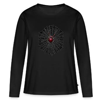 Toile d’araignée Halloween - T-shirt manches longues Premium bio Femme - noir - Devant - Julia (174cm)