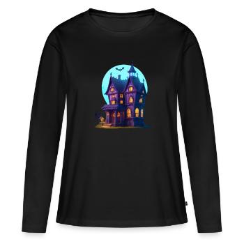 Spooky Villa Halloween - T-shirt manches longues Premium bio Femme - noir - Devant - Julia (174cm)