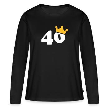 40 couronne 40 anniversaire 40 ans - T-shirt manches longues Premium bio Femme - noir - Devant - Julia (174cm)