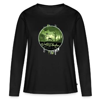 shinrin yoku Waldbaden waldluft waldmeditation - Frauen Premium Bio Langarmshirt - Schwarz - Vorne - Julia (174cm)