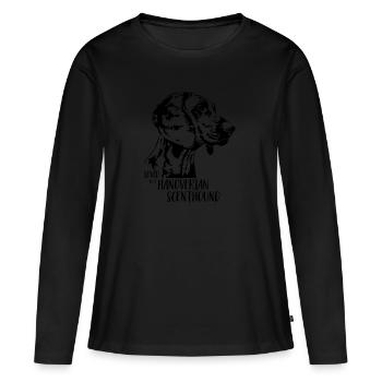 Aimé par un chien de lévrier hanovrien Chien Disant Chiens - T-shirt manches longues Premium bio Femme - noir - Devant - Julia (174cm)