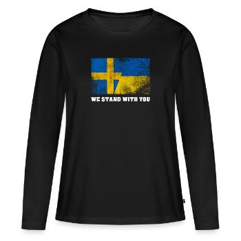 Ukraine - T-shirt manches longues Premium bio Femme - noir - Devant - Julia (174cm)