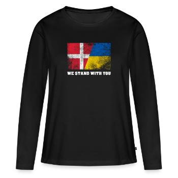 Ukraine - T-shirt manches longues Premium bio Femme - noir - Devant - Julia (174cm)