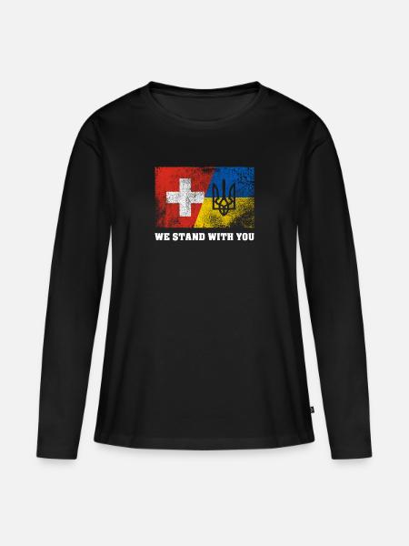 Ukraine - Frauen Premium Bio Langarmshirt - Schwarz