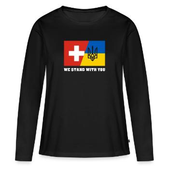Ukraine - T-shirt manches longues Premium bio Femme - noir - Devant - Julia (174cm)