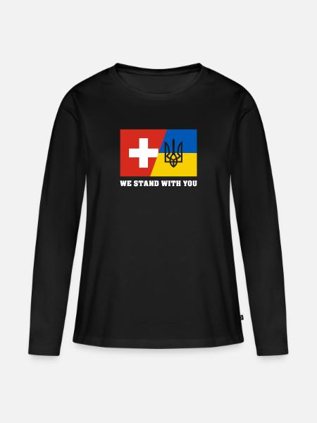 Ukraine - Frauen Premium Bio Langarmshirt - Schwarz