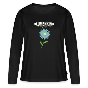 Blumenkind für Freigeister, Wild und sorglos - Frauen Premium Bio Langarmshirt - Schwarz - Vorne - Julia (174cm)