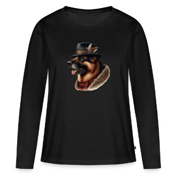 German Shepherd Art - Women's Premium Organic Long Sleeve Shirt - black - Front - Julia (174cm)