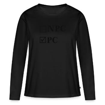 NPC vs PC - witzige Geschenkidee - Gaming lustig - Frauen Premium Bio Langarmshirt - Schwarz - Vorne - Julia (174cm)