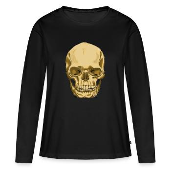 Skull - Frauen Premium Bio Langarmshirt - Schwarz - Vorne - Julia (174cm)