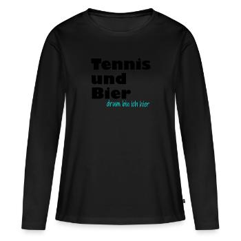 tennis und bier drum bin ich hier schwarz - Frauen Premium Bio Langarmshirt - Schwarz - Vorne - Julia (174cm)