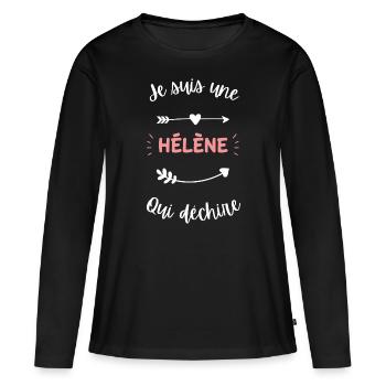 Je suis une Hélène qui déchire - T-shirt manches longues Premium bio Femme - noir - Devant - Julia (174cm)