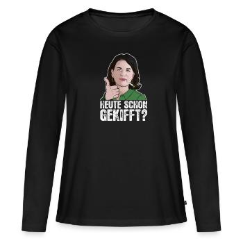 Annalena Baerbock - Joint - Heute schon gekifft - Frauen Premium Bio Langarmshirt - Schwarz - Vorne - Julia (174cm)