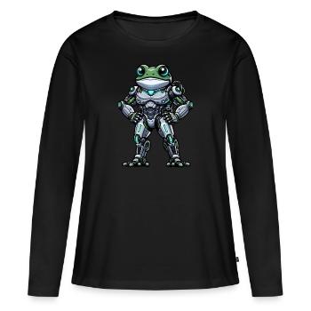 Robot Grenouille Dabbing Mech Cyborg Cool - T-shirt manches longues Premium bio Femme - noir - Devant - Julia (174cm)