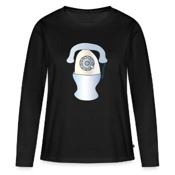 Téléphone Egg | Téléphone rétro | Récepteur Téléphone | mobile - T-shirt manches longues Premium bio Femme - noir - Devant - Julia (174cm)