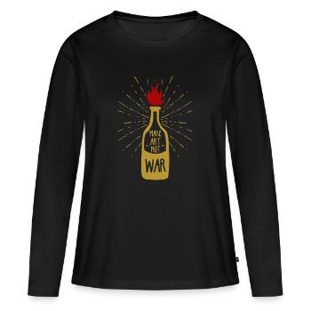 Faire de l'art pas de la guerre - T-shirt manches longues Premium bio Femme - noir - Devant - Julia (174cm)