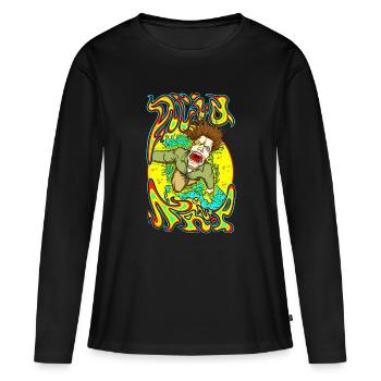 Trip acide - T-shirt manches longues Premium bio Femme - noir - Devant - Julia (174cm)