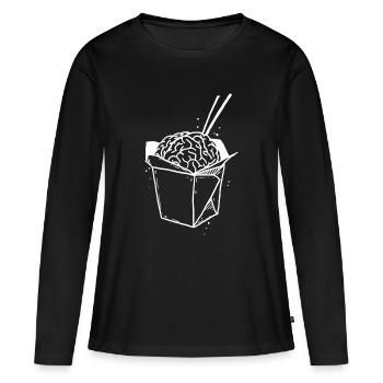 Brainfood1 Inverser - T-shirt manches longues Premium bio Femme - noir - Devant - Julia (174cm)