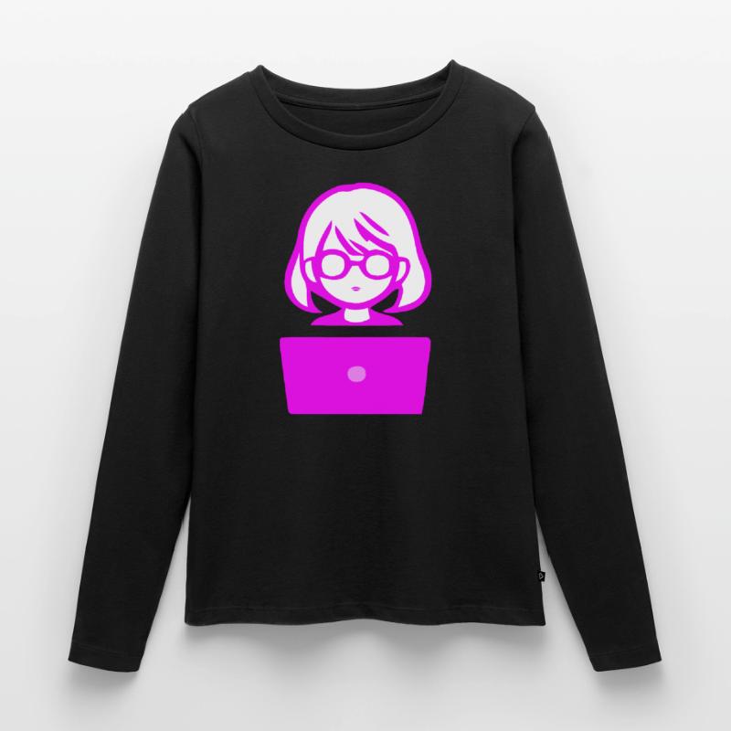 Frau mit Computer Programmierer Coder Frauen Premium Bio Langarmshirt