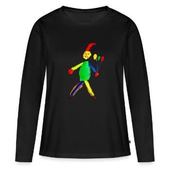 Hampelmann - Frauen Premium Bio Langarmshirt - Schwarz - Vorne - Julia (174cm)