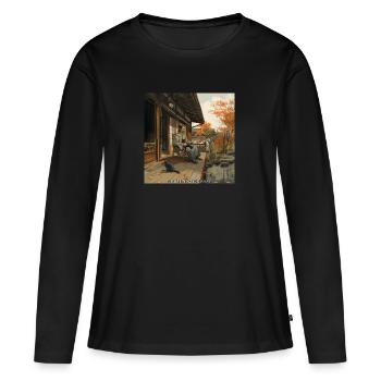 Le calme entre les batailles - T-shirt manches longues Premium bio Femme - noir - Devant - Julia (174cm)