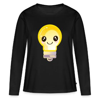 AMPOULE - T-shirt manches longues Premium bio Femme - noir - Devant - Julia (174cm)