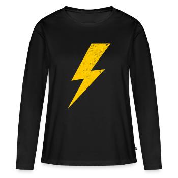 éclair jaune - T-shirt manches longues Premium bio Femme - noir - Devant - Julia (174cm)