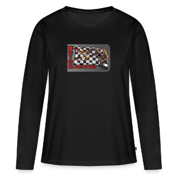 MOTOR RACING - T-shirt manches longues Premium bio Femme - noir - Devant - Julia (174cm)