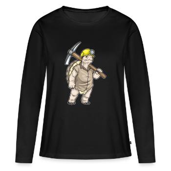 mineur de tortue pioche minage - T-shirt manches longues Premium bio Femme - noir - Devant - Julia (174cm)