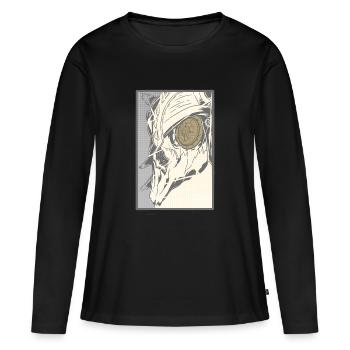 Steampunk skull with clockwork eye - Women's Premium Organic Long Sleeve Shirt - black - Front - Julia (174cm)