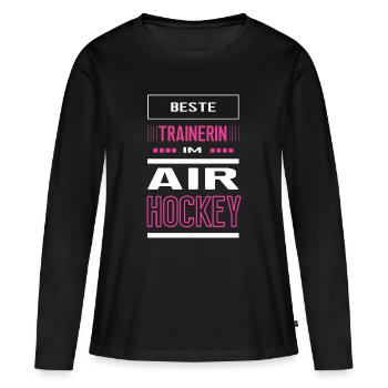 Beste Air Hockey Trainerin Air Hockeytrainerin  - Frauen Premium Bio Langarmshirt - Schwarz - Vorne - Julia (174cm)