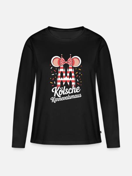 Kölsche Karnevalsmaus Karneval Köln Kölner Maus - Frauen Premium Bio Langarmshirt - Schwarz