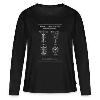 Plan de brevet vintage pour tire-bouchon - T-shirt manches longues Premium bio Femme - noir - Devant - Julia (174cm)